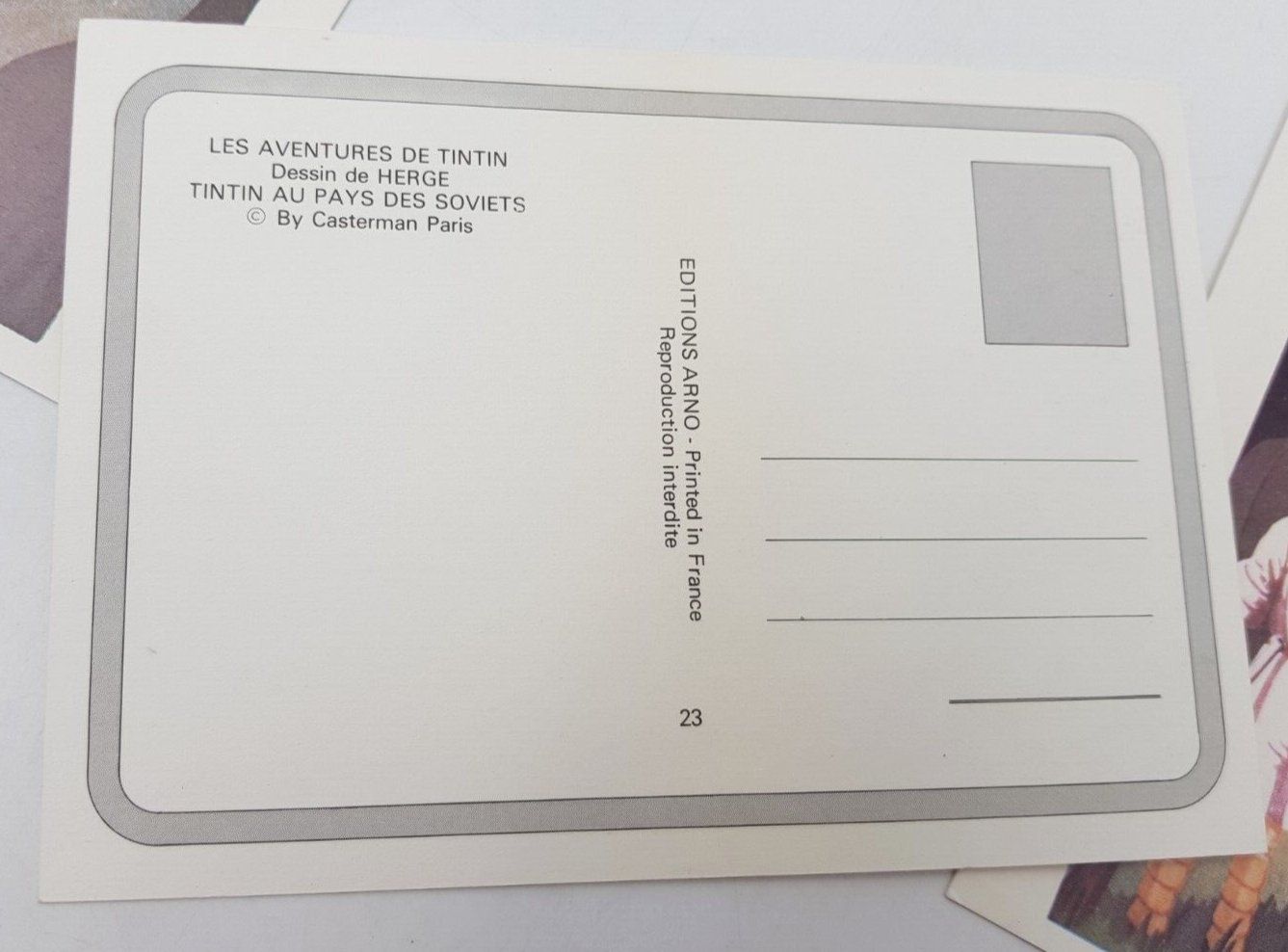 Tintin Lot 3 cartes postales – Hergé – Casterman / Arno – 10,5 x 15 cm