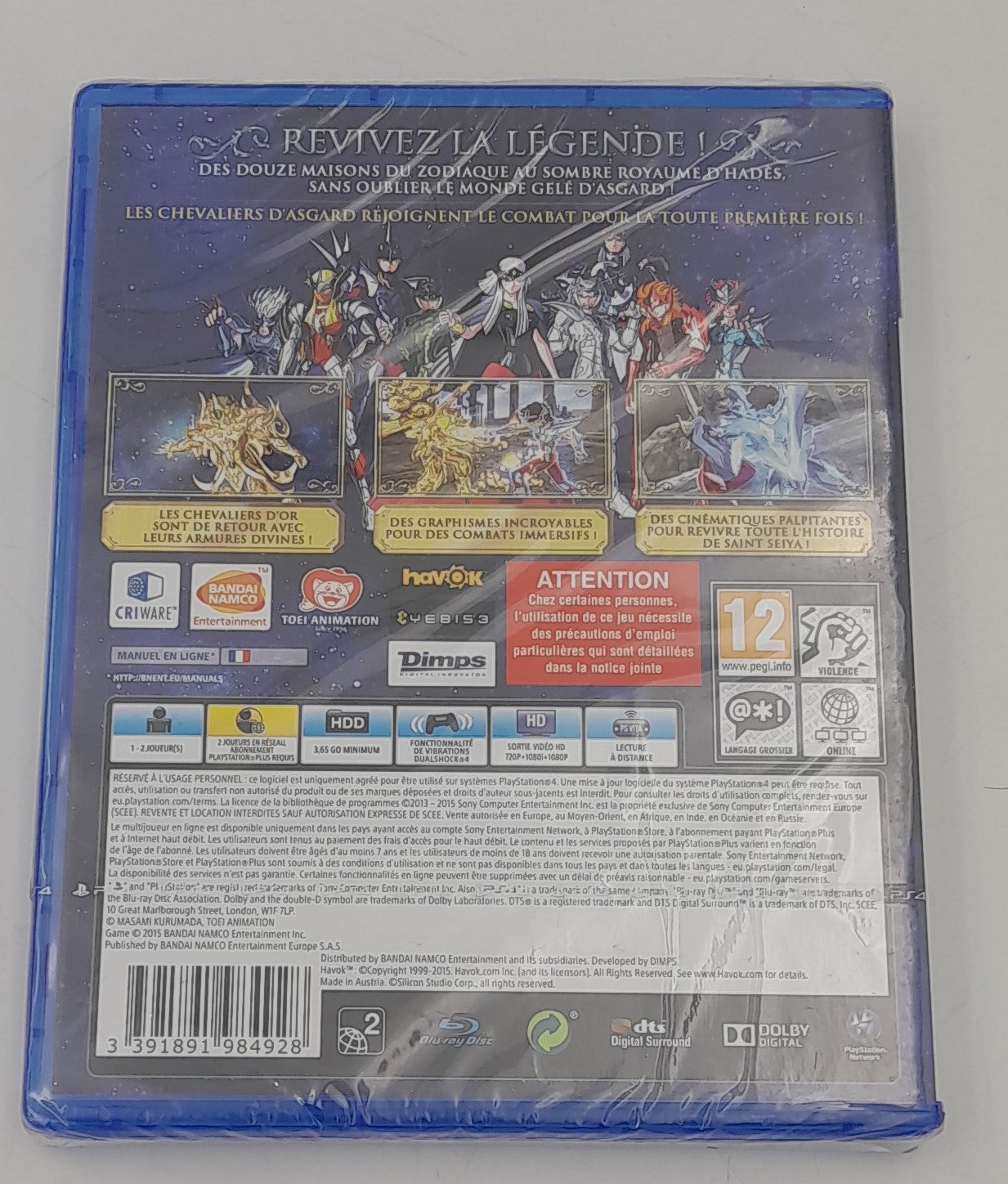 Saint Seiya Soldiers Soul PS4 Neuf Sous Blister Version Française