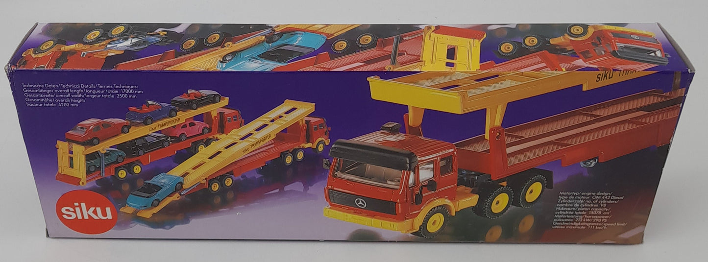 Camion transporteur voitures SIKU Super Serie 3112 Mercedes‑Benz Actros 1:55 en boîte – très bon état