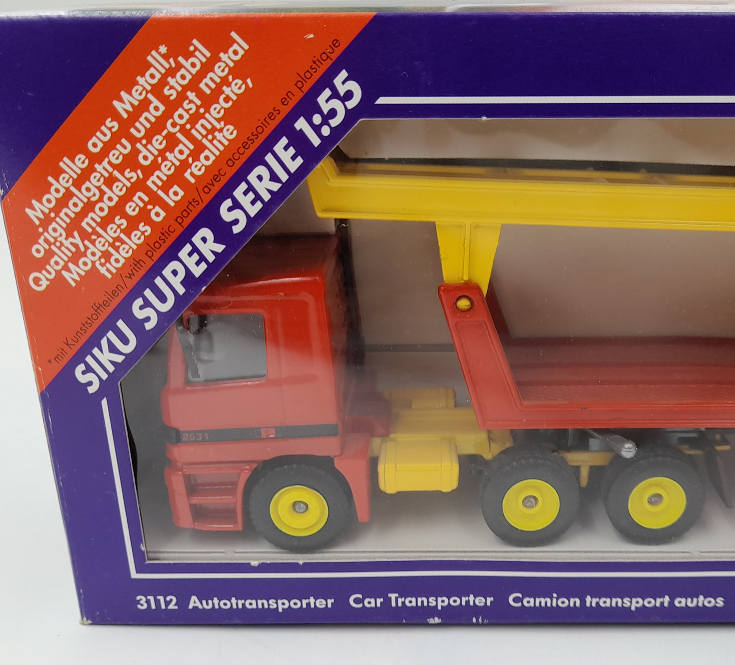 Camion transporteur voitures SIKU Super Serie 3112 Mercedes‑Benz Actros 1:55 en boîte – très bon état