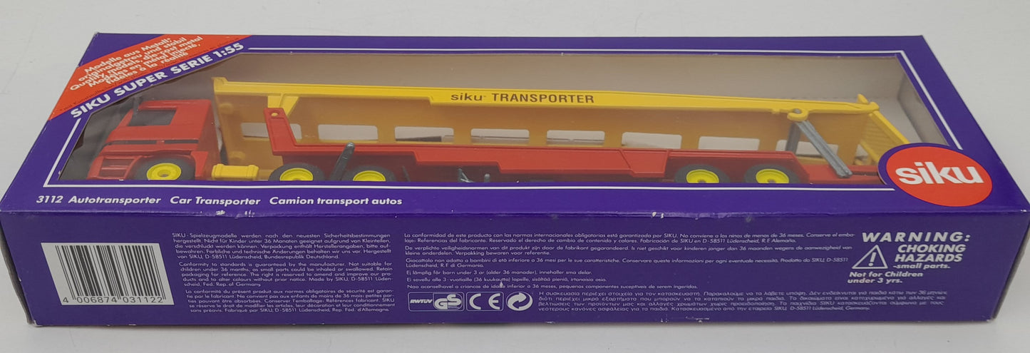 Camion transporteur voitures SIKU Super Serie 3112 Mercedes‑Benz Actros 1:55 en boîte – très bon état