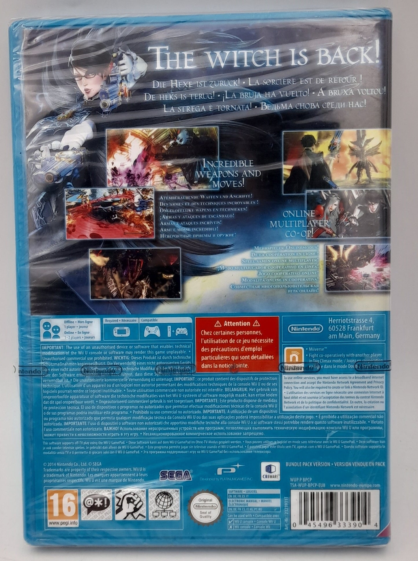 Nintendo Wii U Bayonetta 2 neuf sous blister version allemande logiciel multi langue