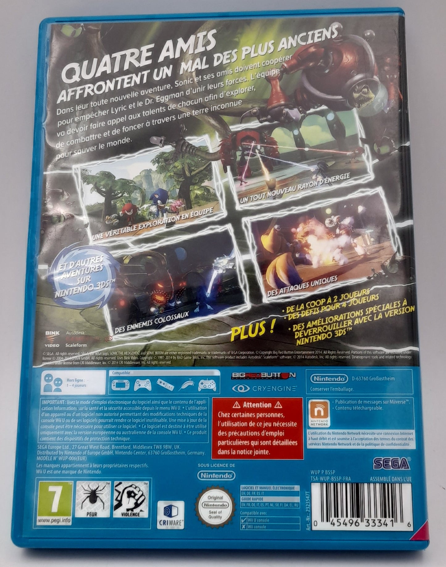 Nintendo Wii U Sonic Boom L ascension de Lyric complet parfait etat jaquette francais