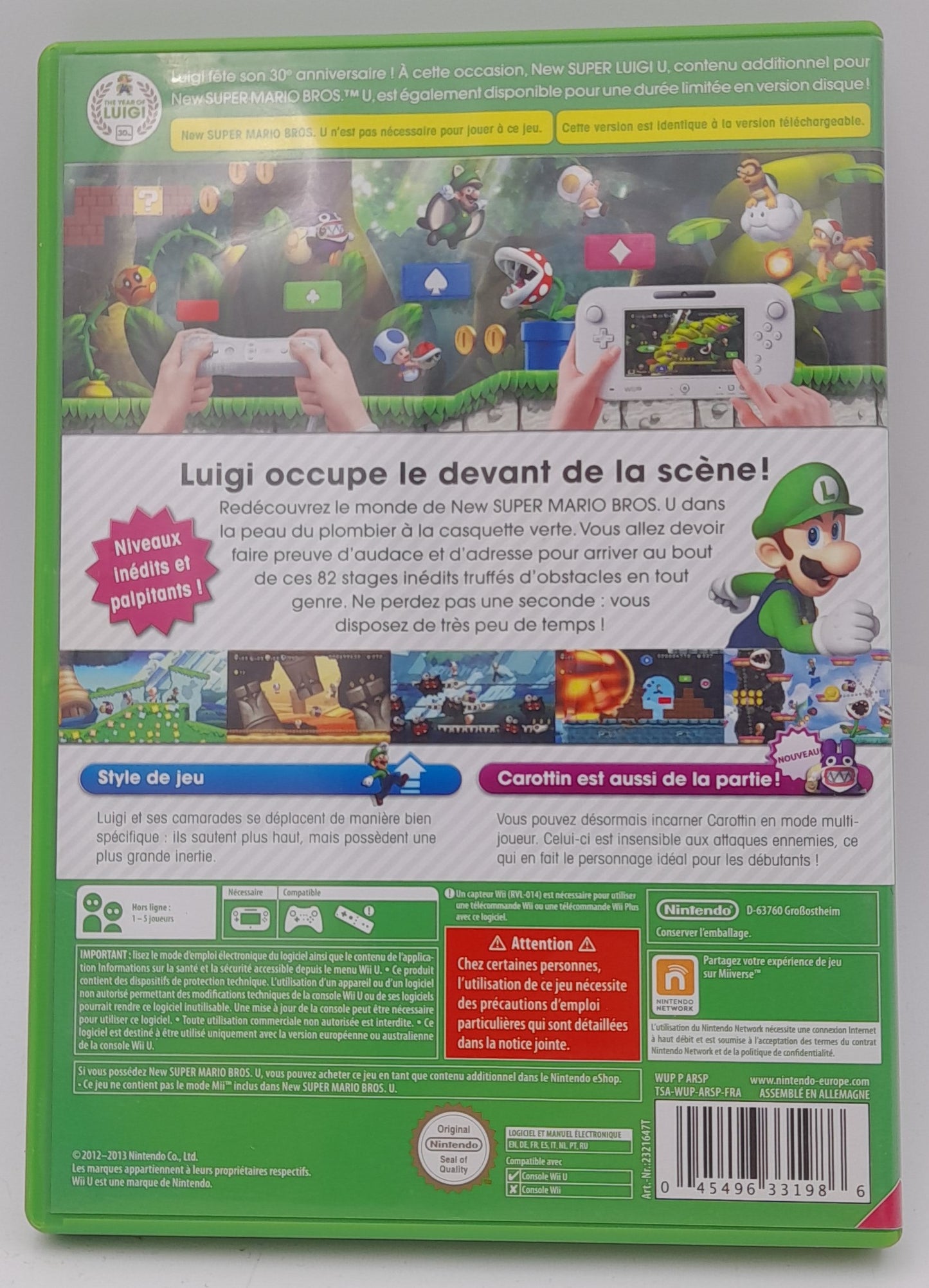 Nintendo Wii U New Super Luigi U complet parfait etat jaquette francaise pin non gratte