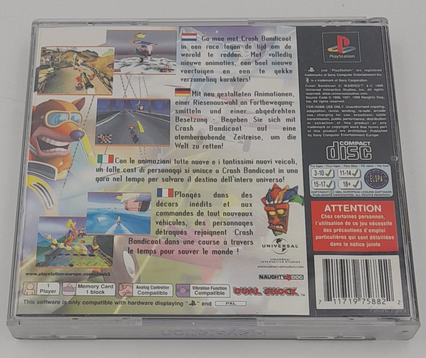 Crash Bandicoot 3: Warped – PS1 PAL – Jeu Complet Très Bon État