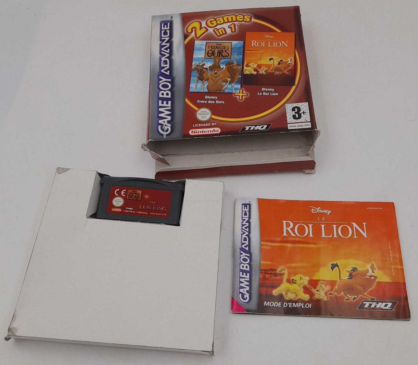 Disney Frère des Ours + Roi Lion GBA complet Nintendo EUR