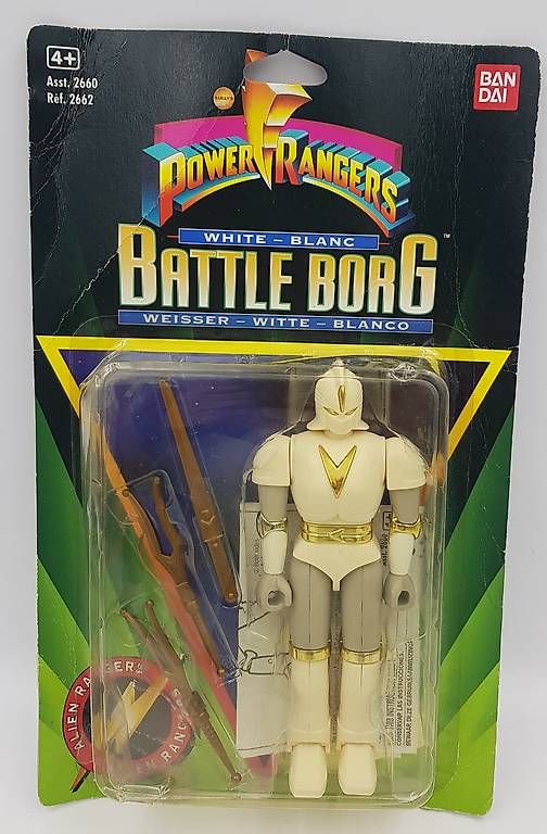Figurine Power Rangers Battle Borg Blanc (White Battle Borg) de 1995, éditée par Bandai.